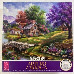 Ceaco Arturo Zarraga Cottage Stone Bridge 550 Pc Jigsaw Puzzle Poster‎ Complete